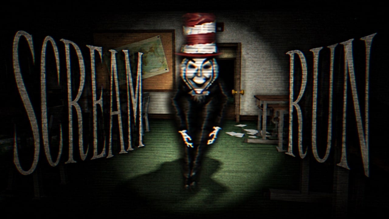 Scream And Run Roblox screenshot of the dark school and the Cat in the Hat hunt